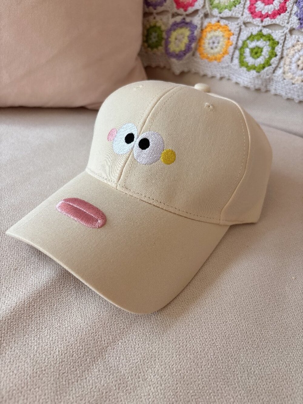 Cute Funny Face Embroidered Baseball Cap